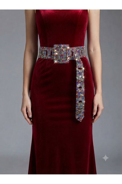 8-Row Stone Studded Mixed Color Belt