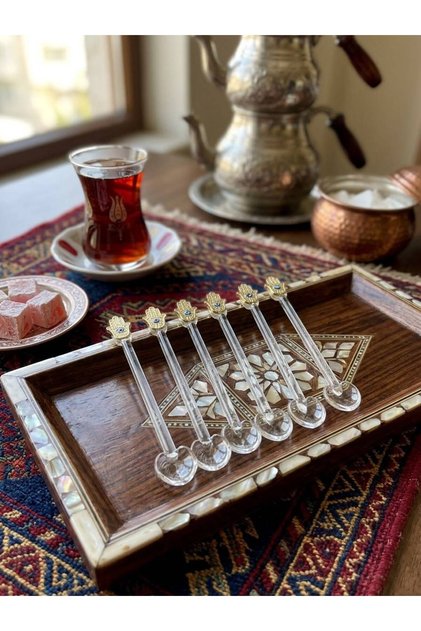 Eye-Stoned Fatma Hand 6-Piece Glass Tea Spoon Set