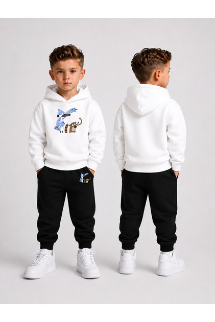 Boy's Tracksuit Set Hooded Sweatshirt Top and Bottom Set 3 Threaded Yarns Winter Style