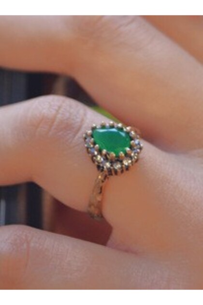 Damla Emerald Ring - Green -