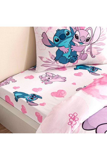 Out Zorluteks Lilo&Stitch Model Single Cotton Elastic Bed Sheet Set 2 Pieces (100X200 cm Sheet Series)