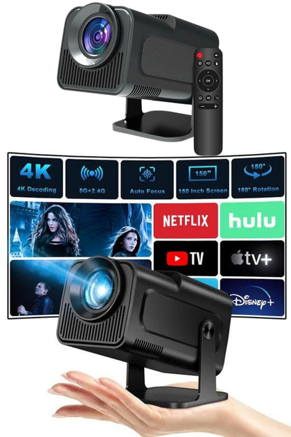 Projector black android portable cinema projection wifi supported latest version smart