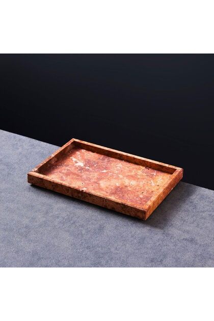 Travertine Red Large Rectangular Marble Tray, Natural Stone Bathroom Vanity Tray, Jewelry & Perfume Organizer, Decorative Countertop Tray, 30x20x3cm
