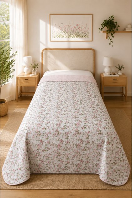 Güliz Double-Sided Single Duvet Cover Without Pillowcase Single Pique 160X220 cm Powder