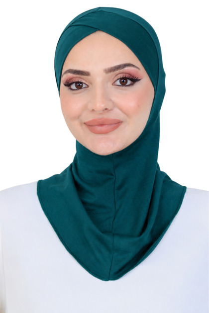 Cross Front Design Women's Sport Ready Turban Stretchy One Piece Headscarf Emerald