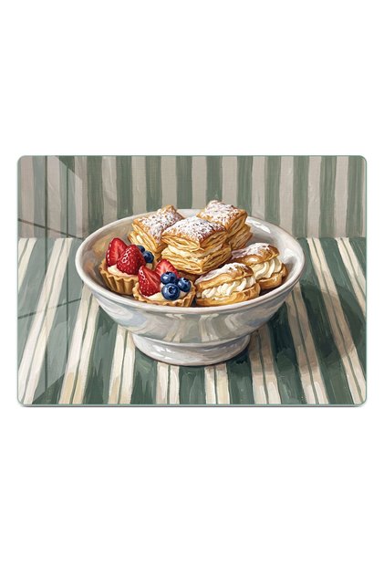 Rustic Gouache Paste Dessert Plate Patterned Glass Cutting Board and Serving Tray 25 X 35 cm
