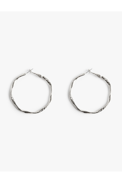 Textured Twisted Steel Hoop Earrings