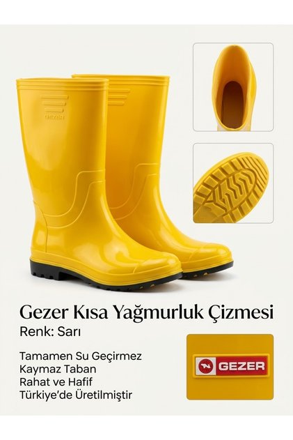 Unisex Sarı Pvc Uzun Lastik Çizme