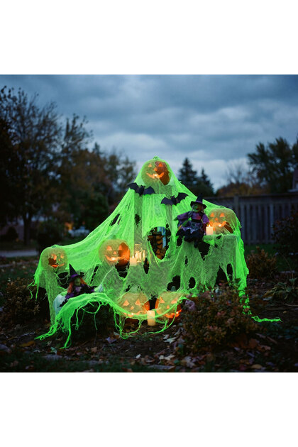 Decorațiune textilă fosforescentă de Halloween, strălucește în întuneric, 180 x 76 cm