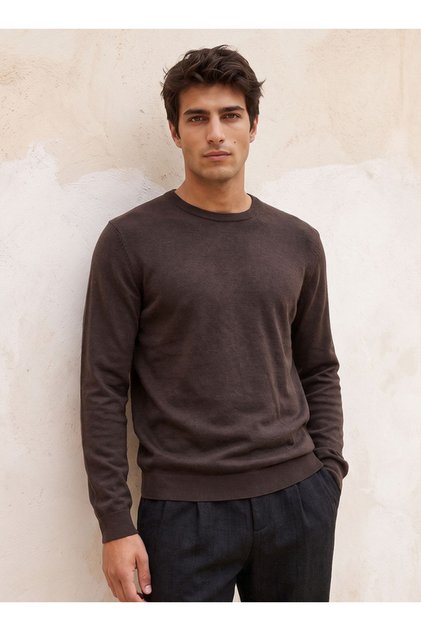 Basic Crew Neck Textured Sweater