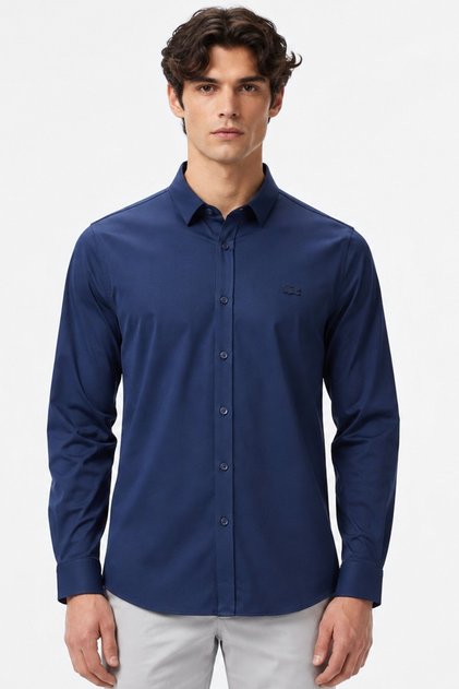 Mens Slim Fit Navy Cotton Shirt Slim Fit Men's Shirt Navy Blue