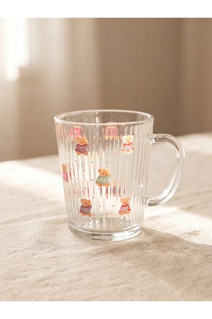 Lcw Home Mixed Bear Teddy Printed Glass Cup