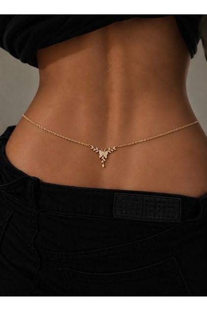 Kelebek Model Zirkon Taşlı Bel Aksesuarı