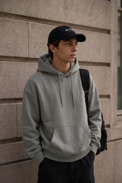 Men's Winter Thick Fleece Lined Soft Textured Hooded Oversize Sweatshirt with Kangaroo Pocket