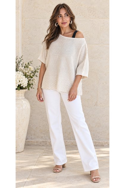 Women's Openwork Knitwear Blouse Length 55 cm 40-46