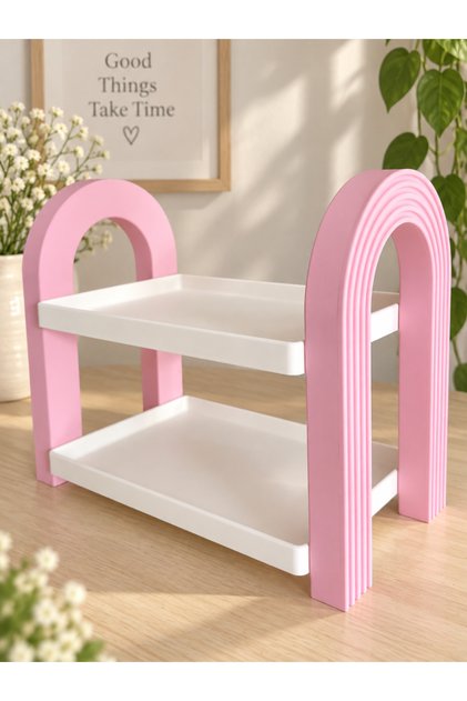 Modern 2 Katlı Dekoratif Organizer – Çok Amaçlı Raf