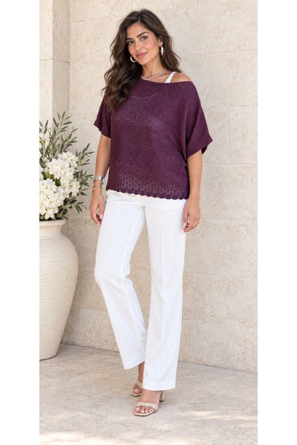 Women's Openwork Knitwear Blouse Length 55 cm 40-46