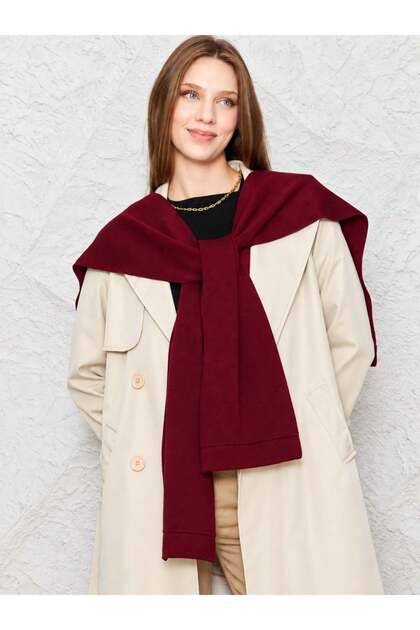 Women's knit scarf shawl - sweater-look square shoulder shawl 1407 burgundy