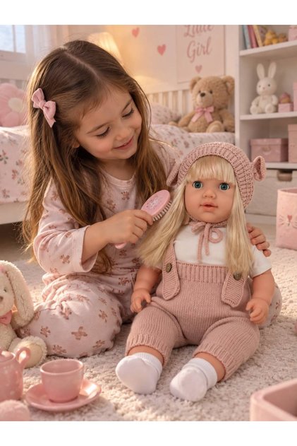SEVİMLİ KONUŞAN MİNA BEBEK UZUN DÜZ SAÇLI TRİKOLU ET BEBEK & OYUN ARKADAŞI 60 CM