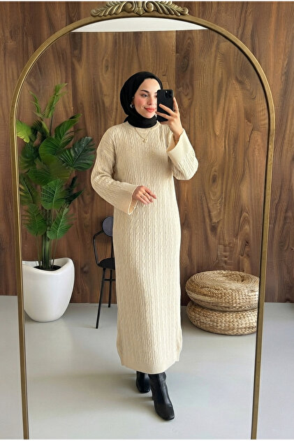 knit dress hijab PALME D'OR Women's Knitwear Patterned Knitted Comfortable Cut Dress oversized sweater baggy clothes hijab