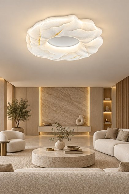 NEPTÜN 50 cm Mermer desenli 3 renk özellikli Led plafonyer avize Salon Mutfak Yatak Odası