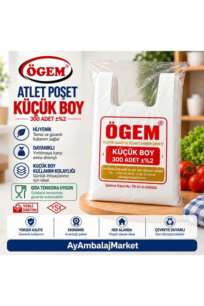 Ekonomik 300 Adetli Küçük Boy Beyaz Hışır Atlet Poşet 24x42 cm