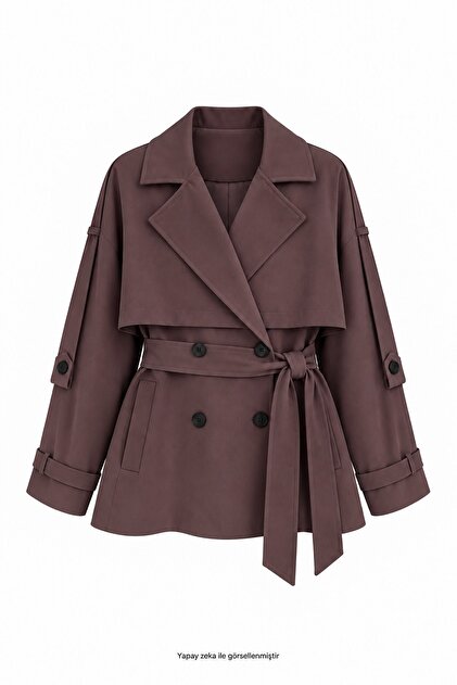 Short Trench Coat Brown
