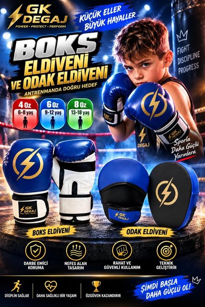 Children's Blue Boxing Kicboxing Muay Thai Junior Boxing Gloves Boxing Pads Double Hand Boxing Pads Boxing Hitting Pads