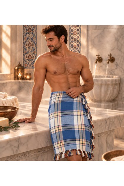Traditional Tasseled Blue Hammam Peshtemal Quick Drying Sauna Spa Bridal Hammam Pool Ottoman
