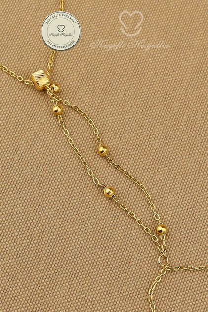 Steel Shahmeran Bracelet -Fine Chain with Topuz Dorical 316L Steel Shahmeran Bracelet