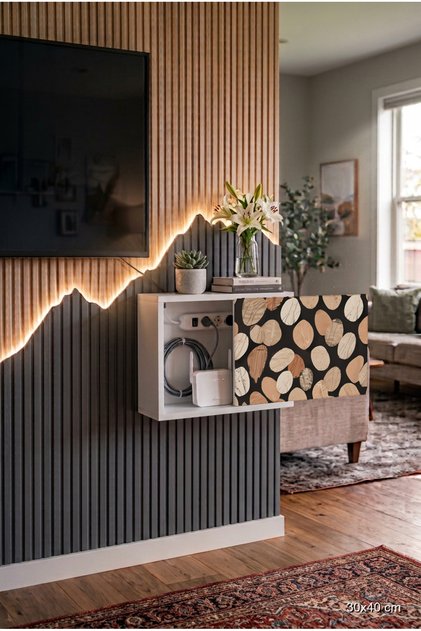Luxury Quality Natural Wood Wall Mounted Cable Organizer Closet Cable Hider Router Hider
