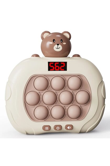 Jucărie electronică Pop It, tip consolă, cu sunete și lumini, antistres, senzorială, ajută la dezvoltarea memoriei și a dexterității, model urs cu ecran, SALLMA ®