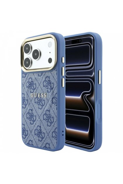 Husă MagSafe pentru Apple iPhone 18 Pro Max / 17 Pro Max, Guess, 4G Embossed Classic, Albastru