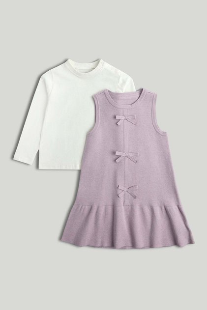 Lilac Knitted Dress and T-Shirt Outfit
