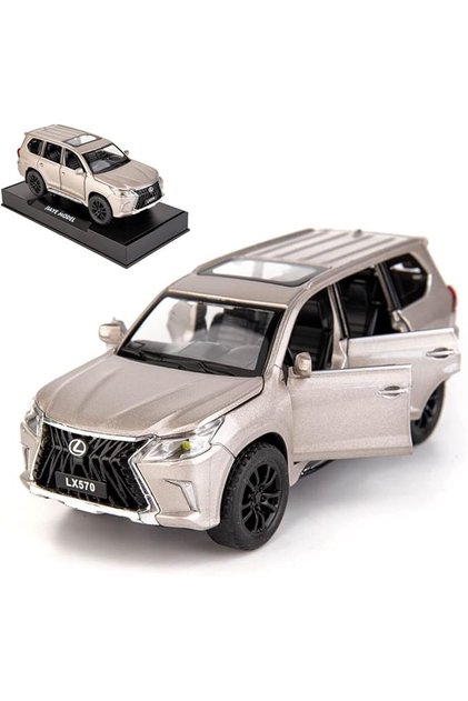 نموذج سيارة لكزس LX570 للطرق الوعرة من فئة SUV الفاخرة، مقياس 1/32، مصنوع من سبائك الزنك، لعبة سيارة تعمل بالسحب للخلف