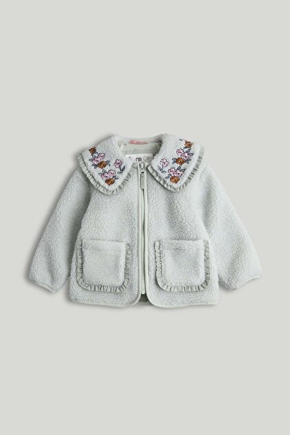 Green Embroidered Fleece Jacket