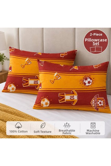 Set 2 fețe de pernă Galben Roșu 50 x 70