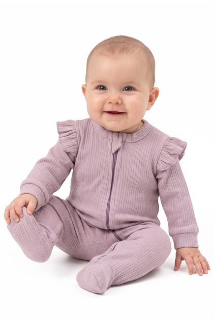 Baby Girl Lilac Zippered Ruffle Romper 0-3 Months