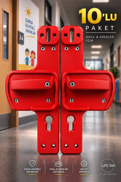 Barrier Gate Handle for Schools, Kindergartens, and Educational Facilities |   Child Safe |   Unbreakable Abs |   Red |   10-Pack