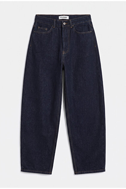 Kadın İndigo Renk Cindy 7w5-50 Skater Fit Bol Kesim İç Boy 80cm Denim Jean