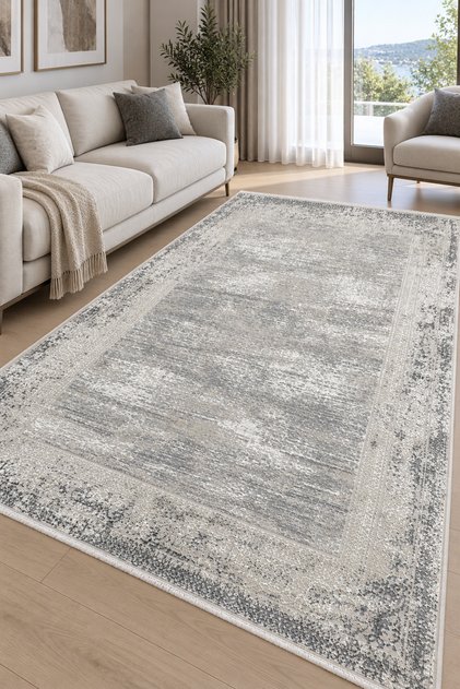 4m2 ve 6m2 Ebatlarında Bambu Tarz Halı Modern Dokuma Salon Oturma Odası Mutfak Halısı Antialerjik Gri