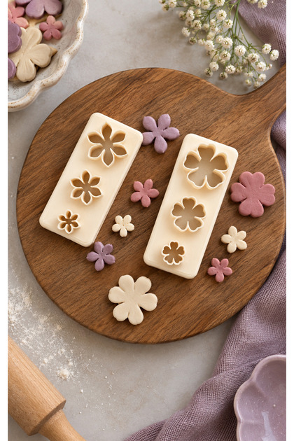 Small Size Floral Patterned 2-Piece Mold Set Polymer Clay Mold