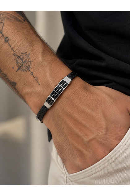 20-21 cm Wrist Fit Wide Plate Steel Men's Bracelet -024