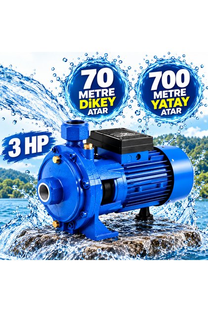3 HP Çift Kademeli Santrifüj Su Pompası 70 Metre Basma SSA304 7 Kat 14 Daire Bakır Sargılı
