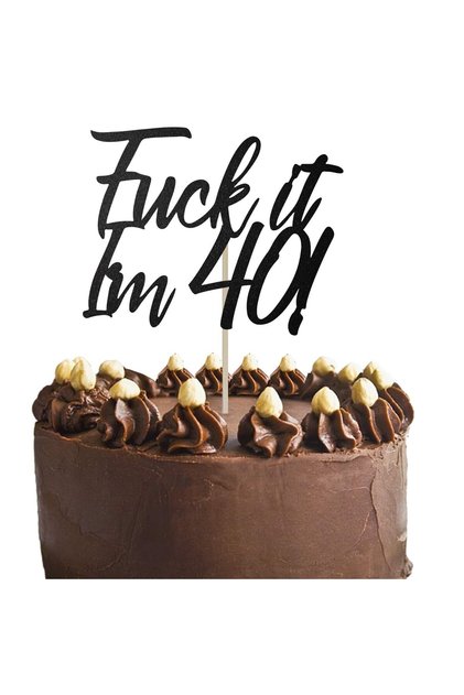 black 40 Birthday Cake Toppers-Black Glitter, Funny 40th Cake Topper for Men, 40 Cake Topper for Wom