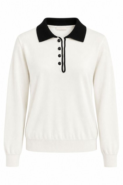 Polo Collar Pearl Button Detailed Knitwear