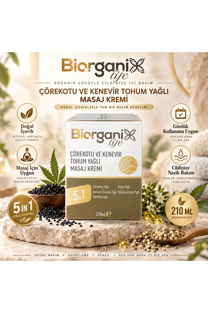 Çörekotlu Ve Kenevir Tohum Yağlı Masaj Krem 210ml Biorganix