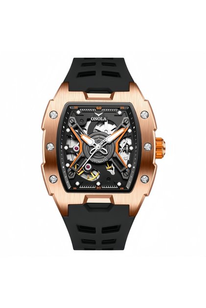 rose black Fashion Hollowed out Wine Barrel Popular ONOLA Fully Automatic Mechanical Men's Silicone