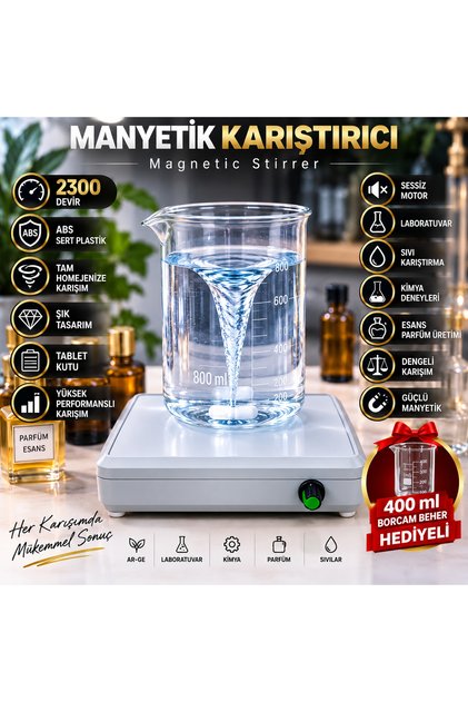 MANYETİK KARIŞTIRICI+ BEHER+ MANYETİK BALIK