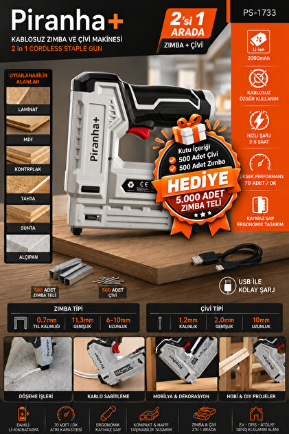 Einhell TE-CN 18 Li - Solo, Akülü Çivi ve Zımba Tabancası (Akü ve
